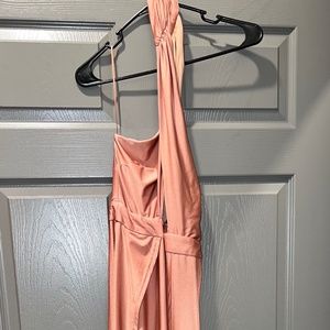 Pink haltered backless high split maxi dress size small